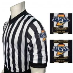 Indiana (IHSAA) 1" Stripe Body Flex Men's V-Neck Referee Shirt