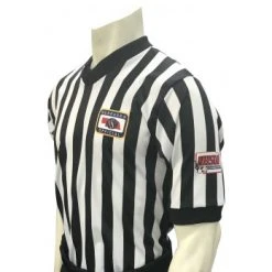 Nebraska (NSAA-NHSOA) 1" Stripe V-Neck Men's Referee Shirt With NHSOA Logo