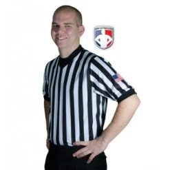 Smitty Officials Apparel Smitty Dye Sublimated 1" Stripe V-Neck Referee Shirt With USA FLAG