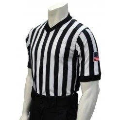 Smitty Officials Apparel Smitty Dye Sublimated Side Panel 1" Stripe V-Neck Referee Shirt With USA FLAG