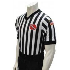Iowa (IHSAA) 1" Stripe Body Flex Men's V-Neck Referee Shirt With Side Panels