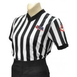 Illinois (IHSA) 1" Stripe Body Flex Women's V-Neck Referee Shirt